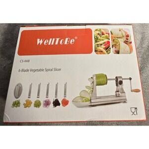WellToBe CS-668 6-Blade Vegetable Spiral Slicer Stainless Steel Zoodle Maker